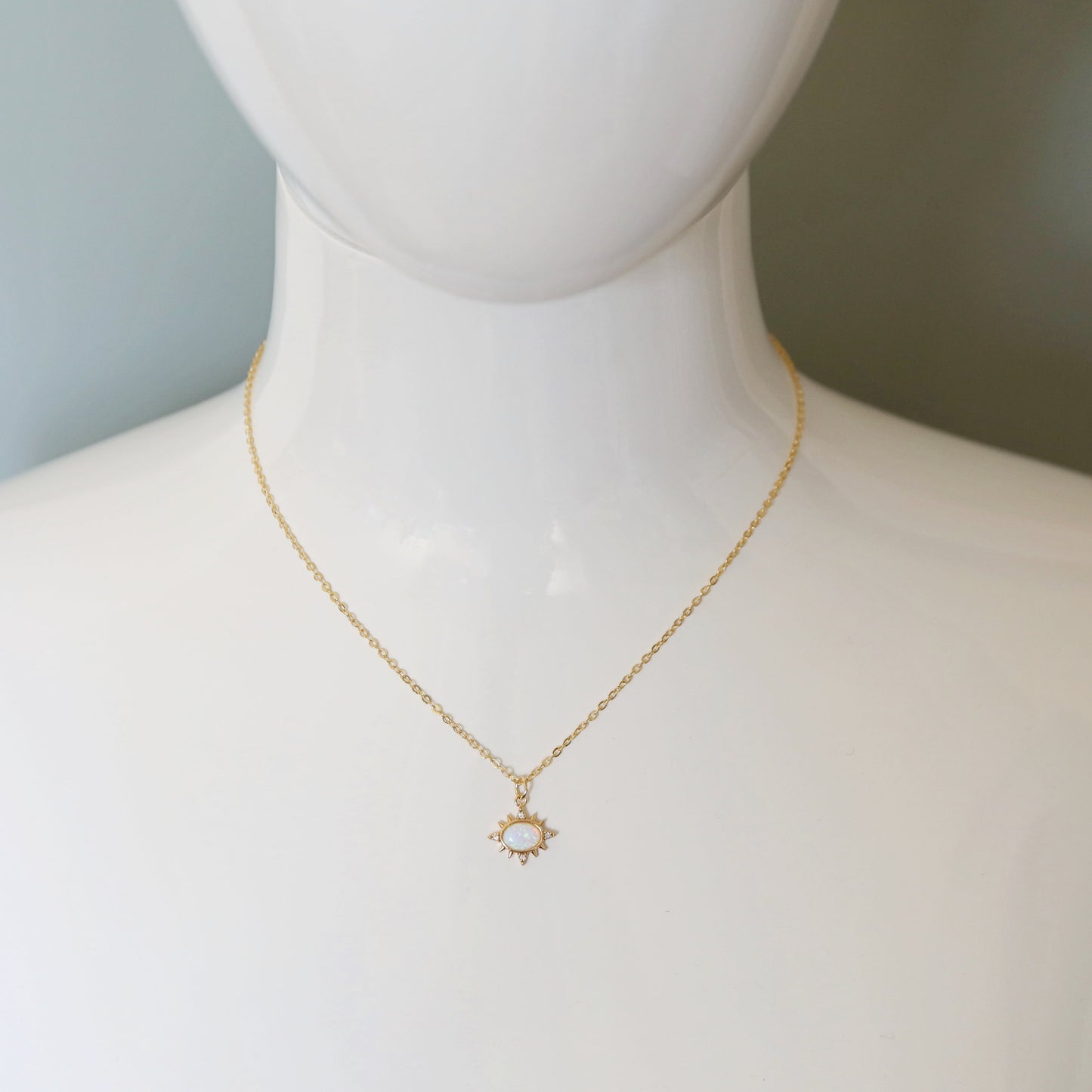 Gold North Star with Opal Stone Charm Necklace, Opal Stone North Star Necklace,Bridesmaid Gift,Birthday Gift,Star Necklace