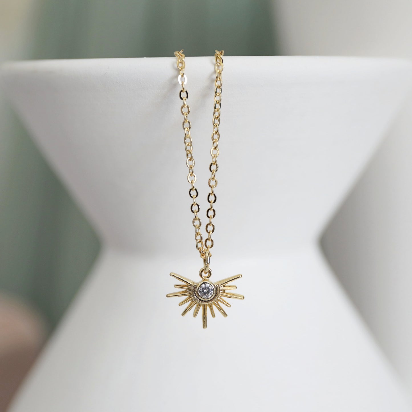 Sun Necklace, Dainty CZ Stone Sun Charm Necklace,April Birthstone Necklace,Birthday Gift, Layered Necklace,Minimalist Necklace