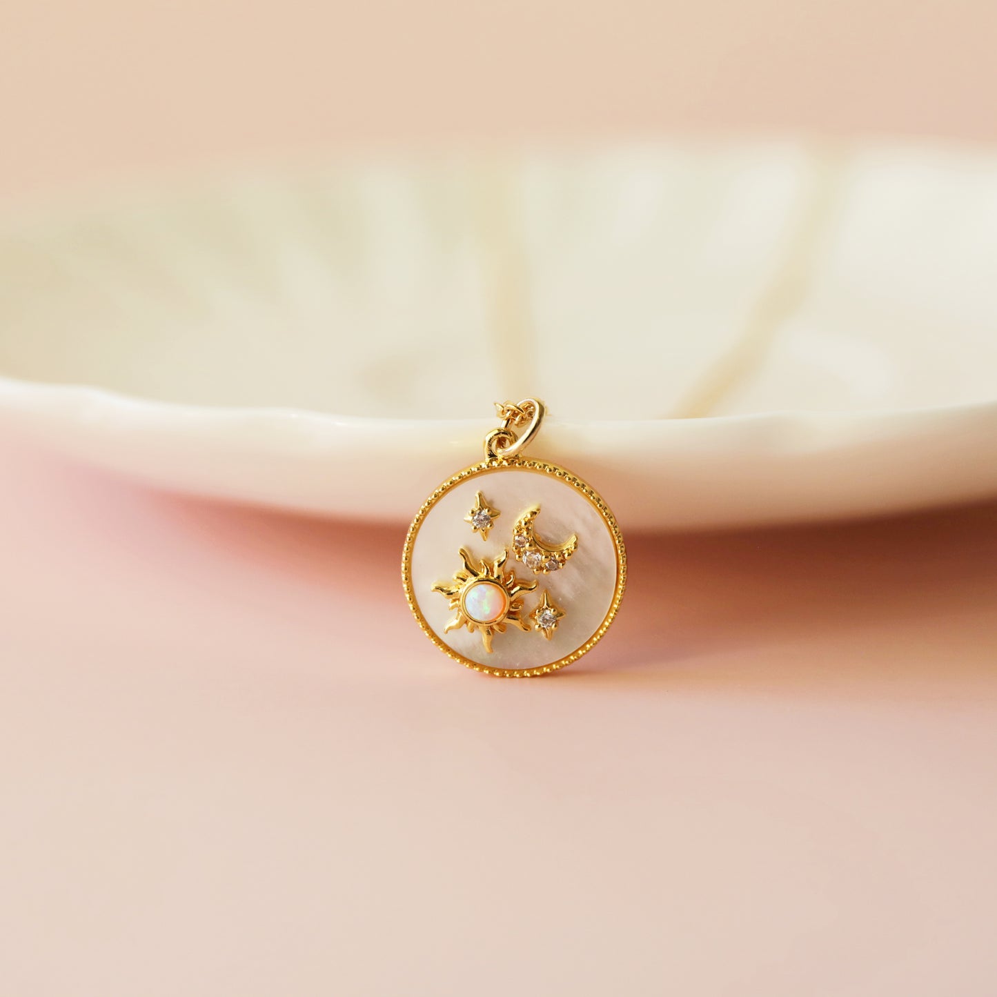 Opal Sun, Moon and Star Necklace