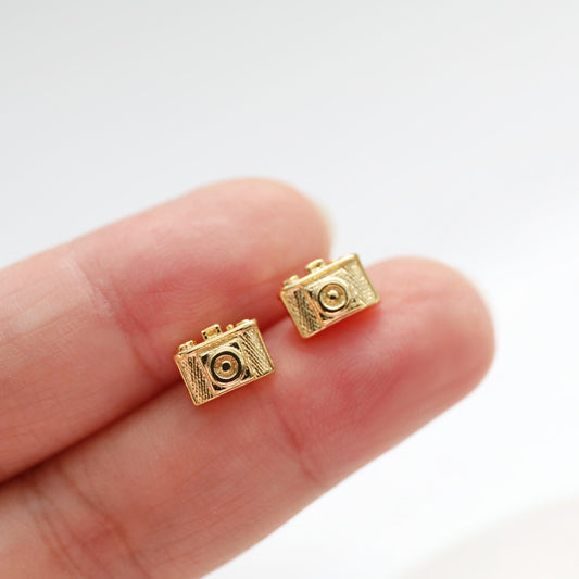 Super Tiny Gold Camera Earrings, Camera Earrings,Birthday Gift