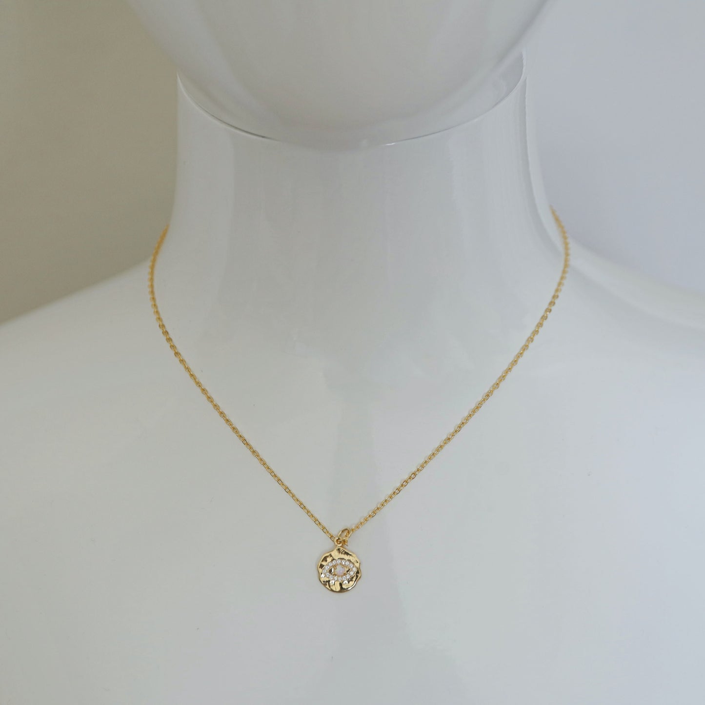 Evil Eye Necklace, Gold Evil Eye with Opal Stone Necklace, Gold Eye Necklace, Minimalist Necklace