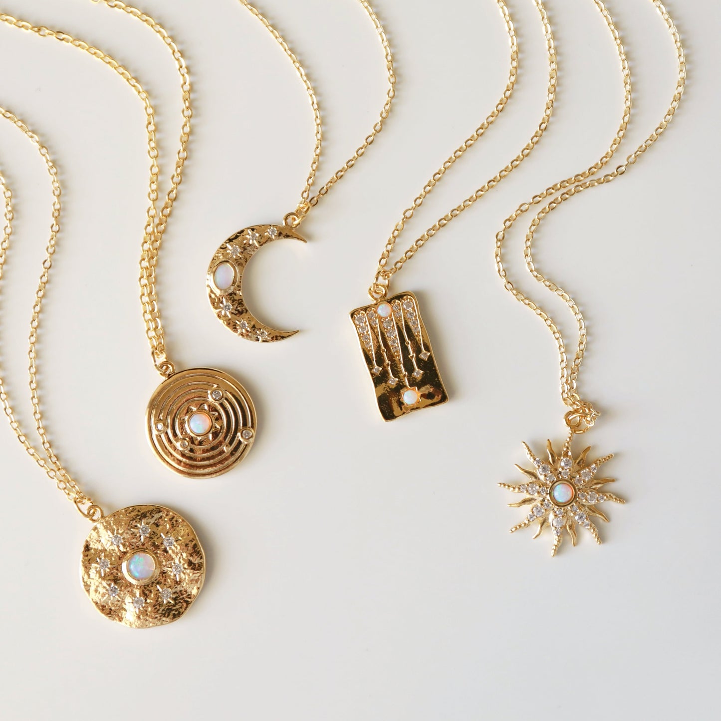 Gold Sun with Opal Stone Necklace
