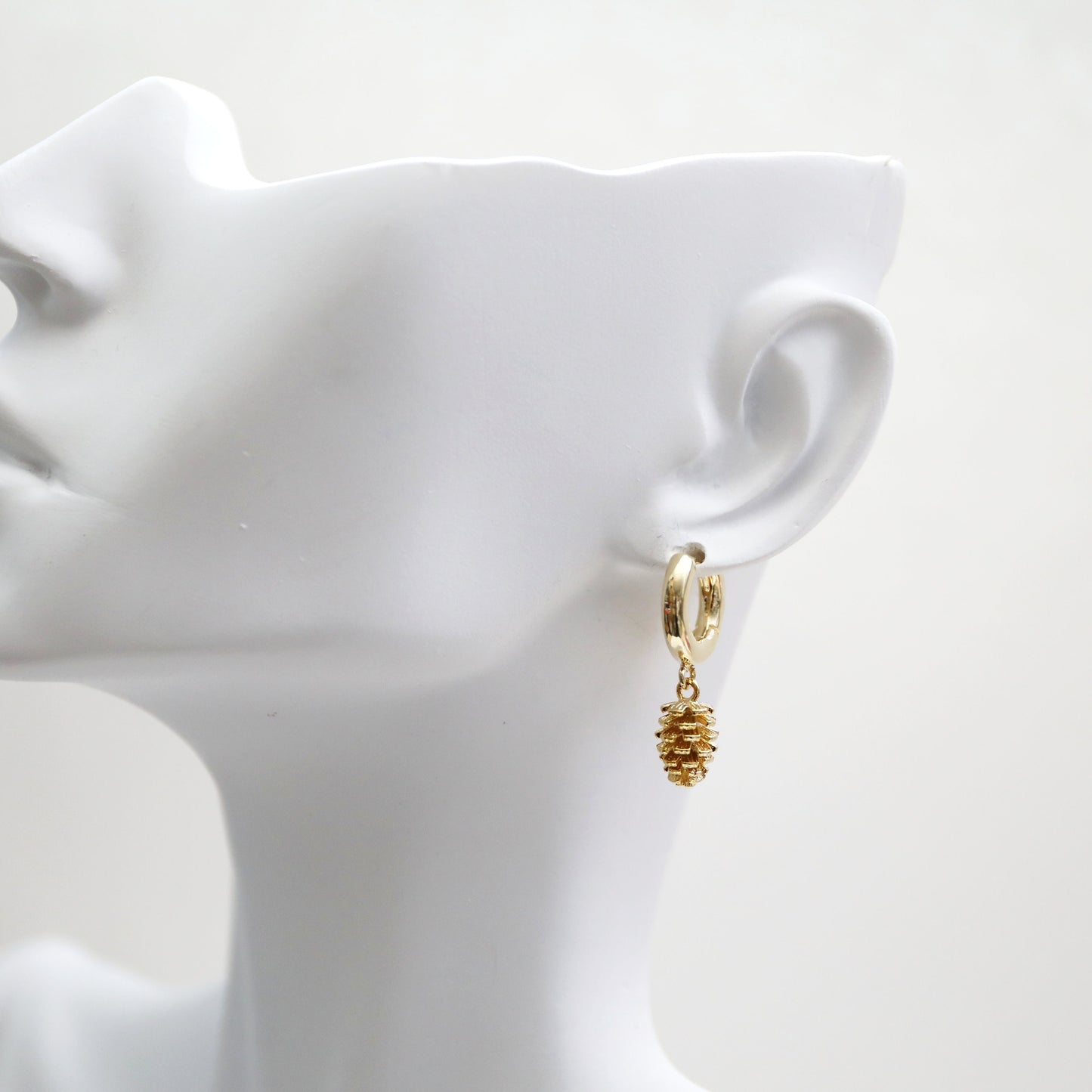 Gold Pinecone Huggie Earrings