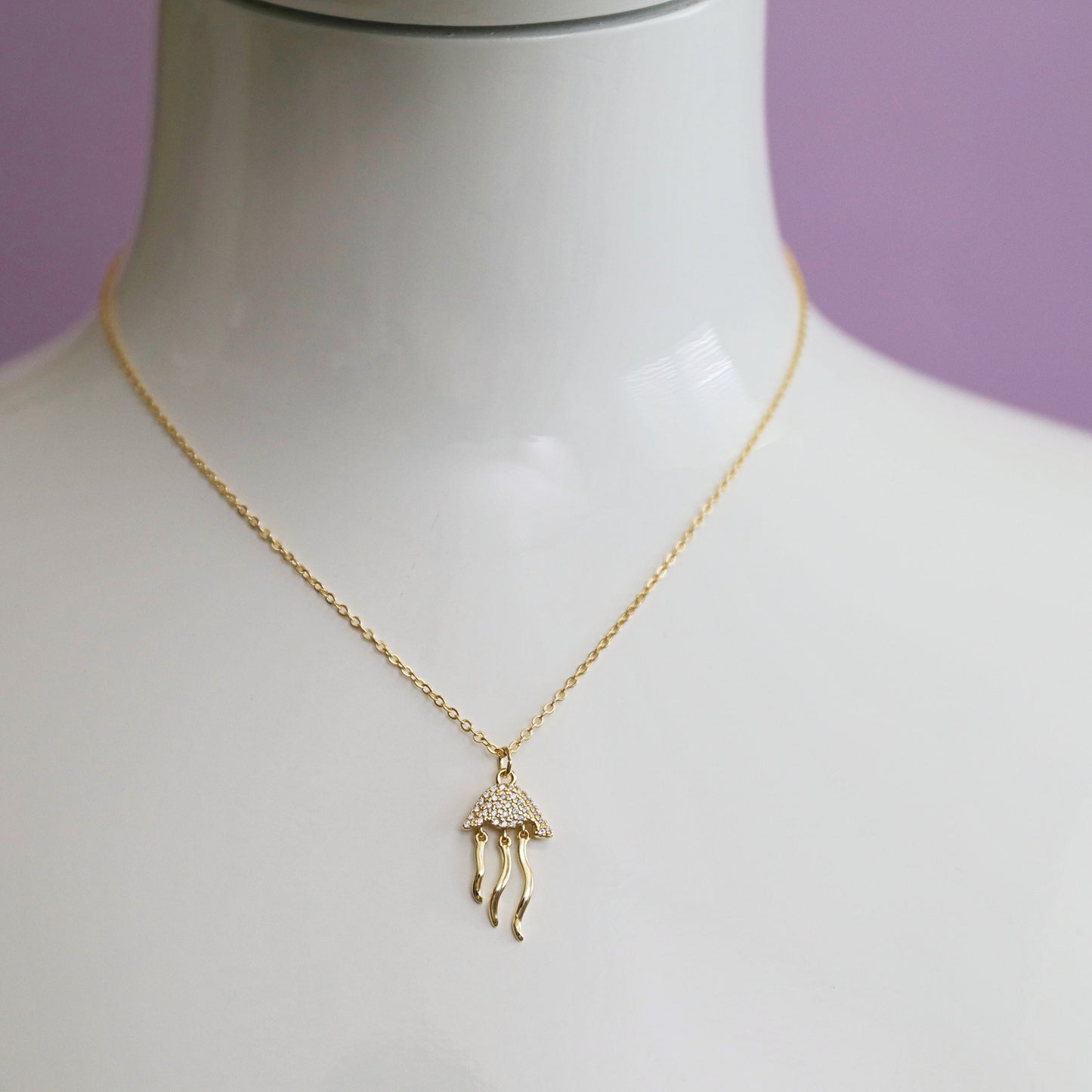 Jellyfish Charm Necklace, Dainty Gold Jellyfish Necklace, Birthday Gift, Minimalist Necklace