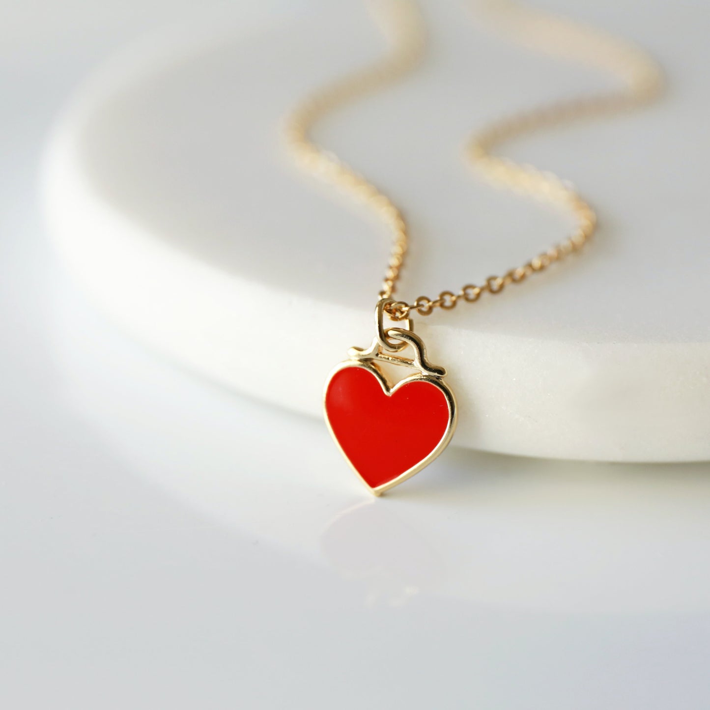 Dainty Red Heart Necklace