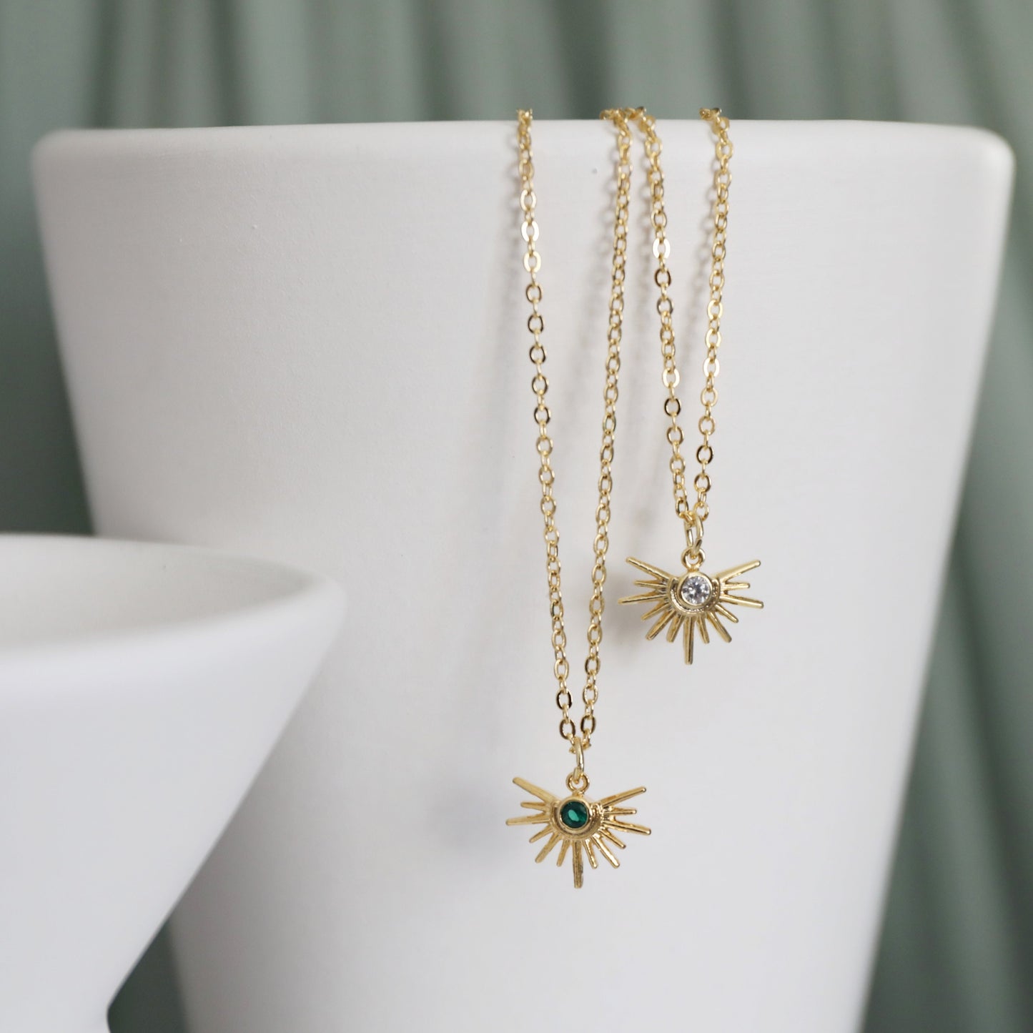 Sun Necklace, Dainty CZ Stone Sun Charm Necklace,April Birthstone Necklace,Birthday Gift, Layered Necklace,Minimalist Necklace