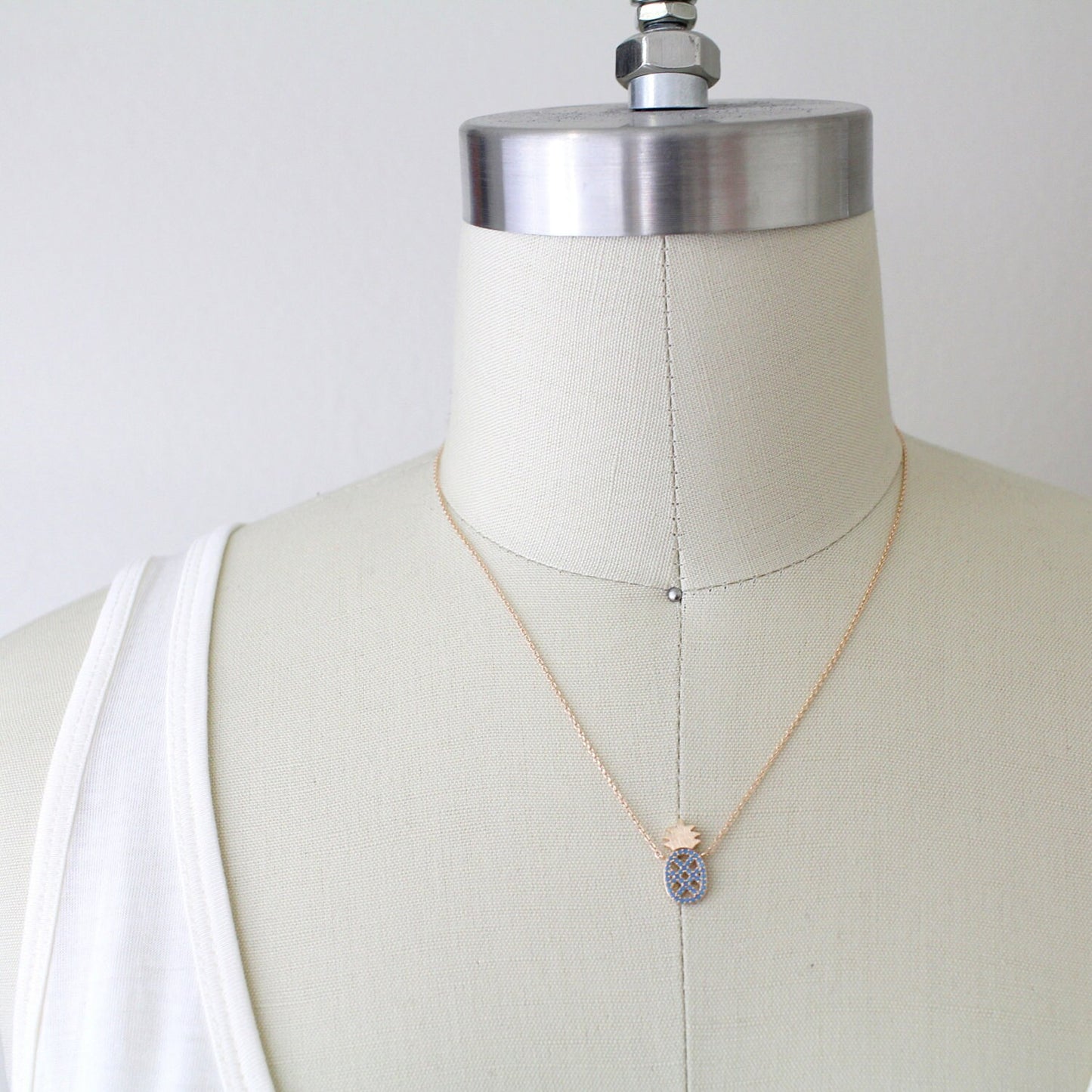 Dainty Pineapple Necklace, Rose Gold with Turquoise Stone Pineapple Necklace, Bridesmaid Gift, Birthday Gift