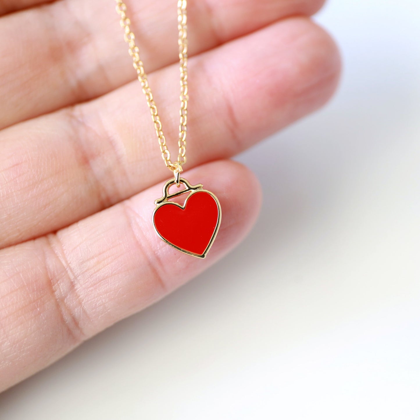 Dainty Red Heart Necklace