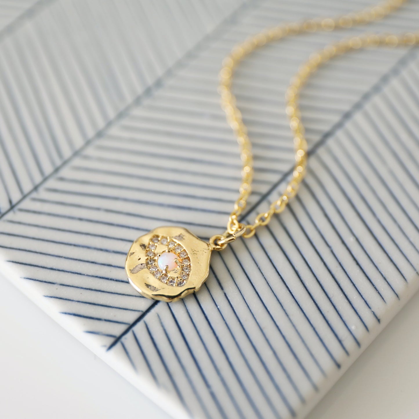 Evil Eye Necklace, Gold Evil Eye with Opal Stone Necklace, Gold Eye Necklace, Minimalist Necklace