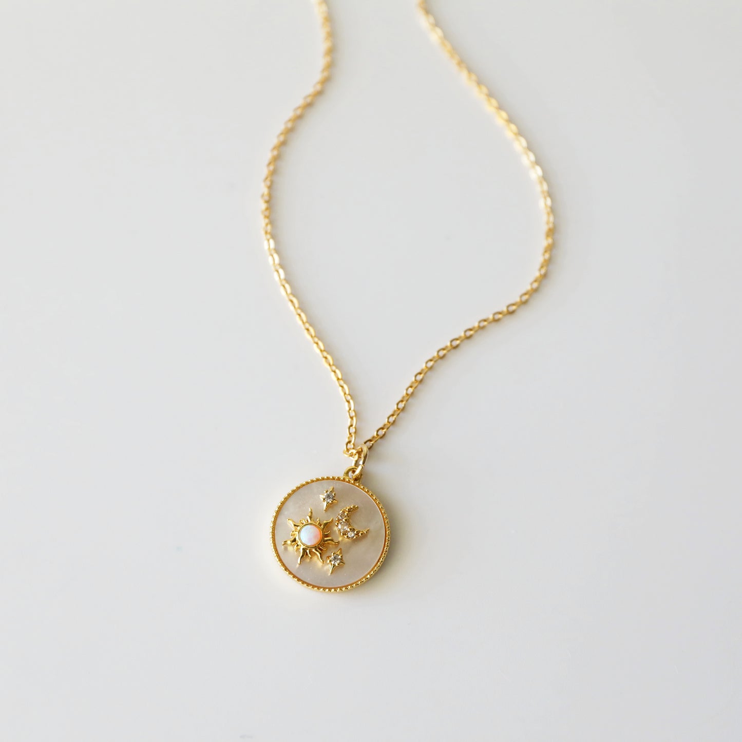 Opal Sun, Moon and Star Necklace