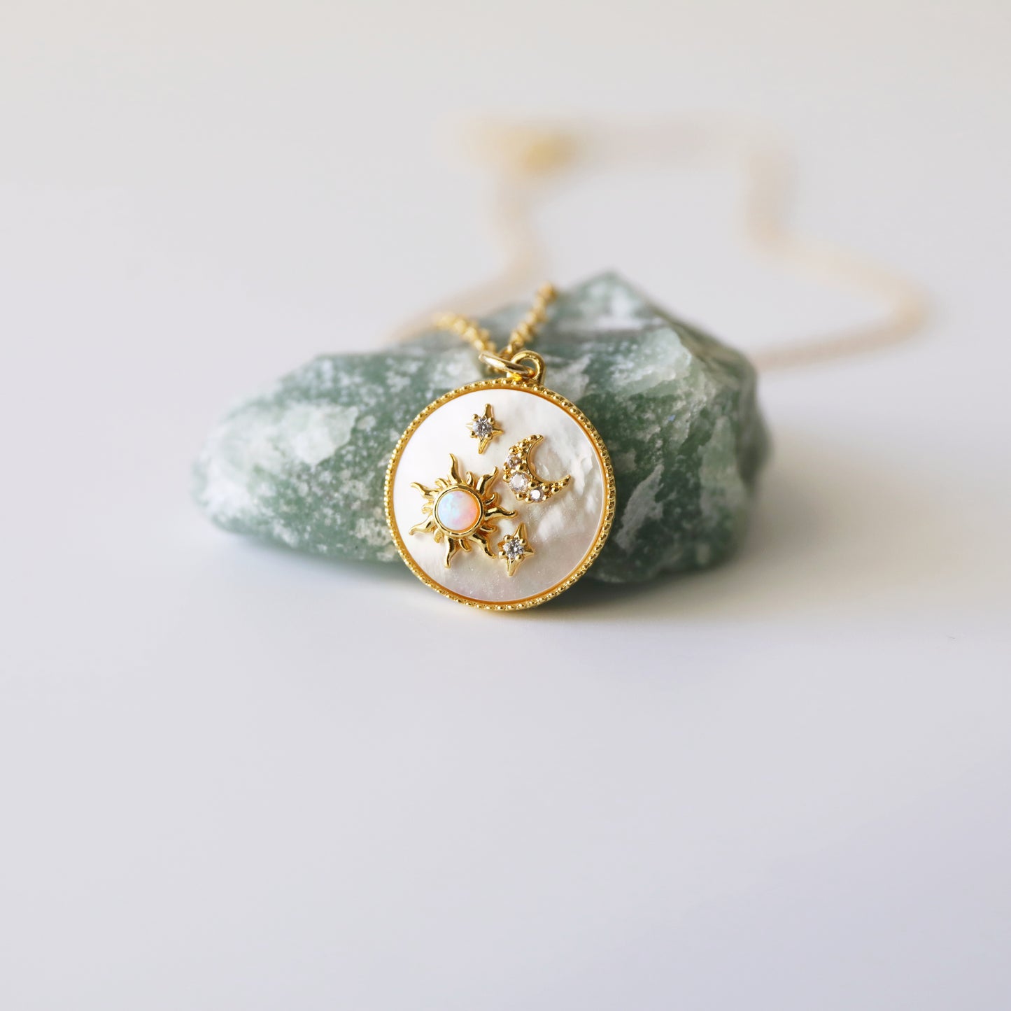 Opal Sun, Moon and Star Necklace