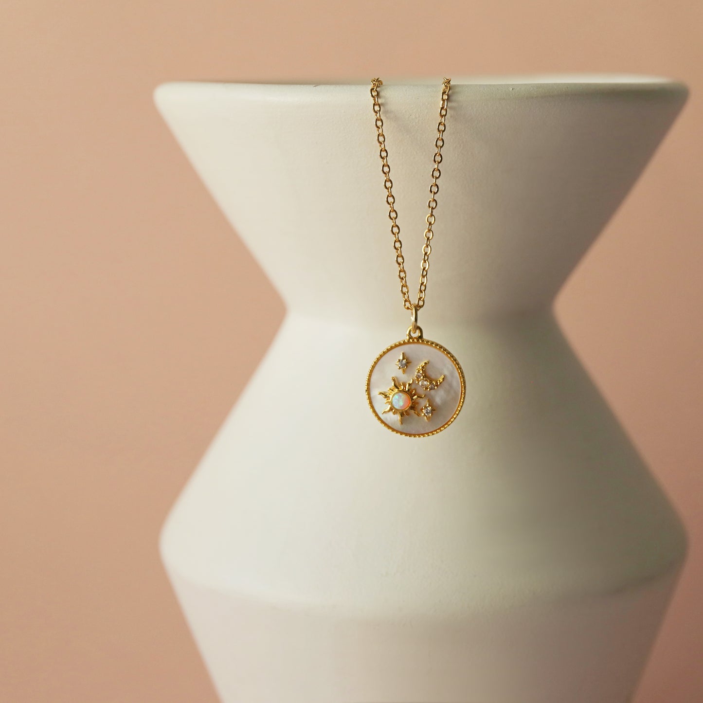 Opal Sun, Moon and Star Necklace