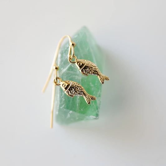Tiny Gold Fish Earrings