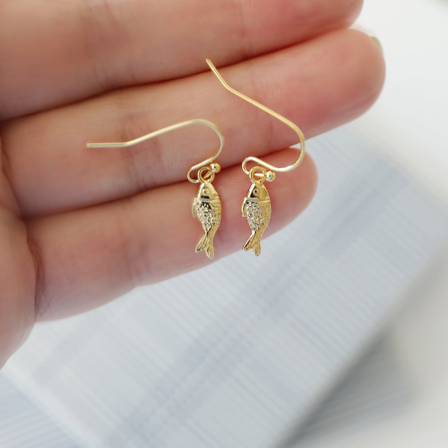 Tiny Gold Fish Earrings