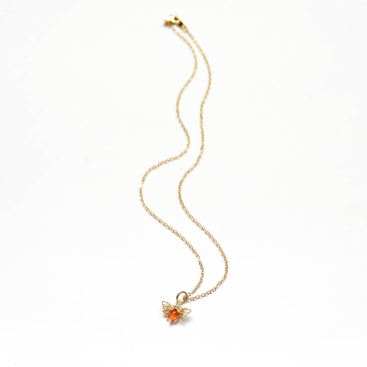 Bee Necklace, Dainty Orange Bee Necklace, Bridal Shower Gift, Mother's Day Gift, Bridesmaid Gift, Birthday Gift-