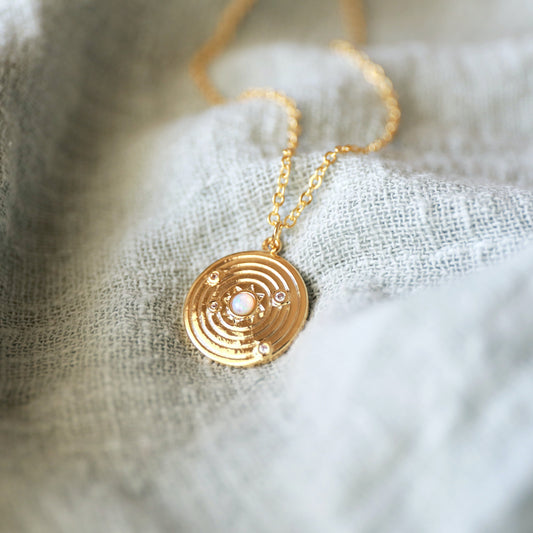 Gold Sun with Opal Stone Necklace