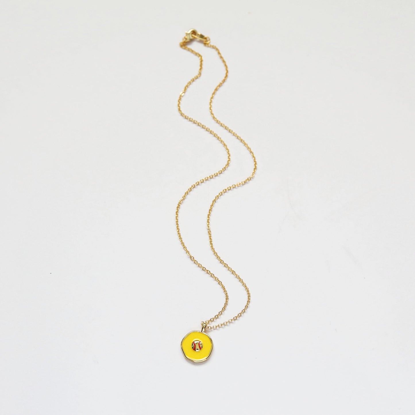 Baseball Charm Necklace, Yellow Baseball Necklace, Sports Team Gift, Birthday Gift, Sports Charm Necklace, Basketball Lover Gift