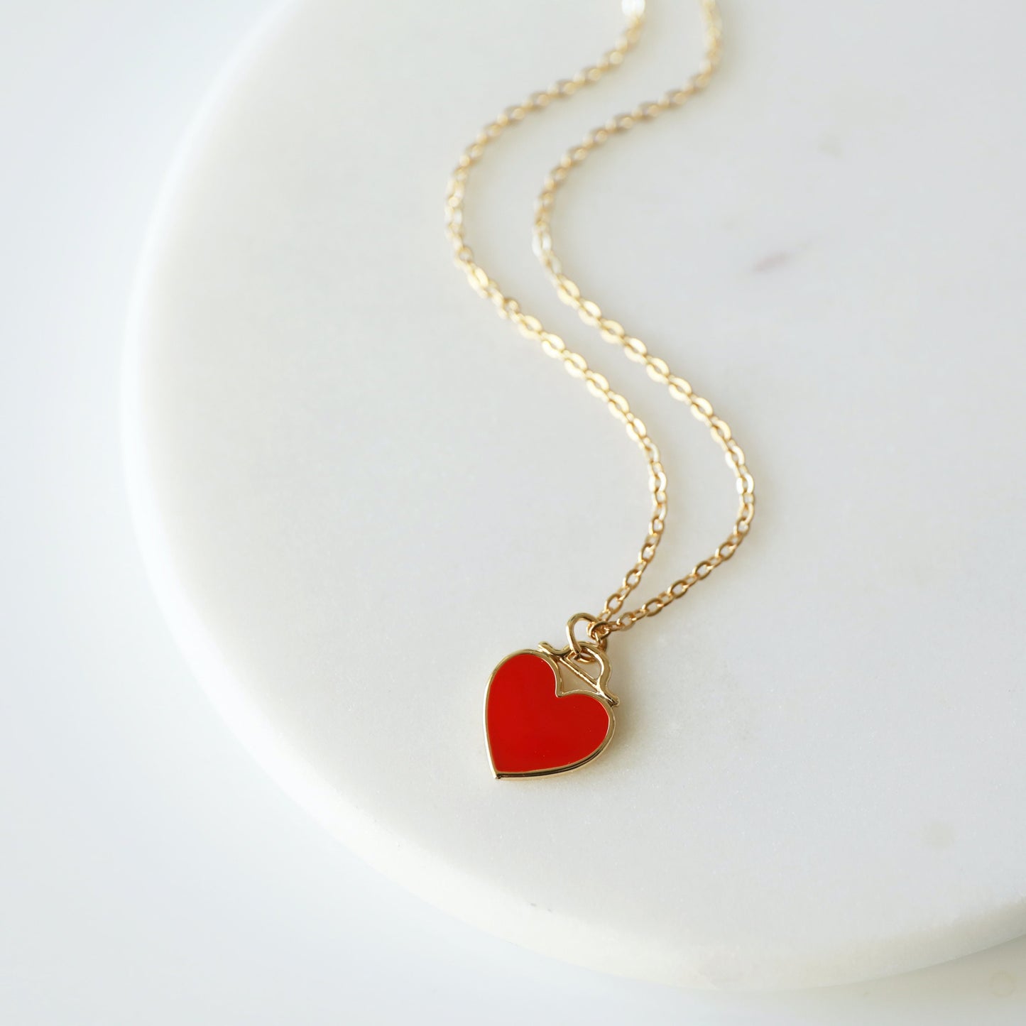 Dainty Red Heart Necklace