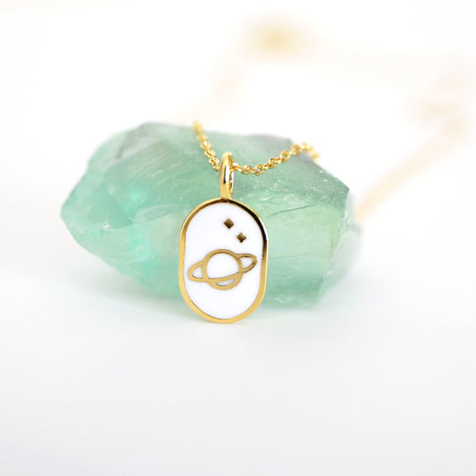 Space, Universe, Saturn, Planet Necklace