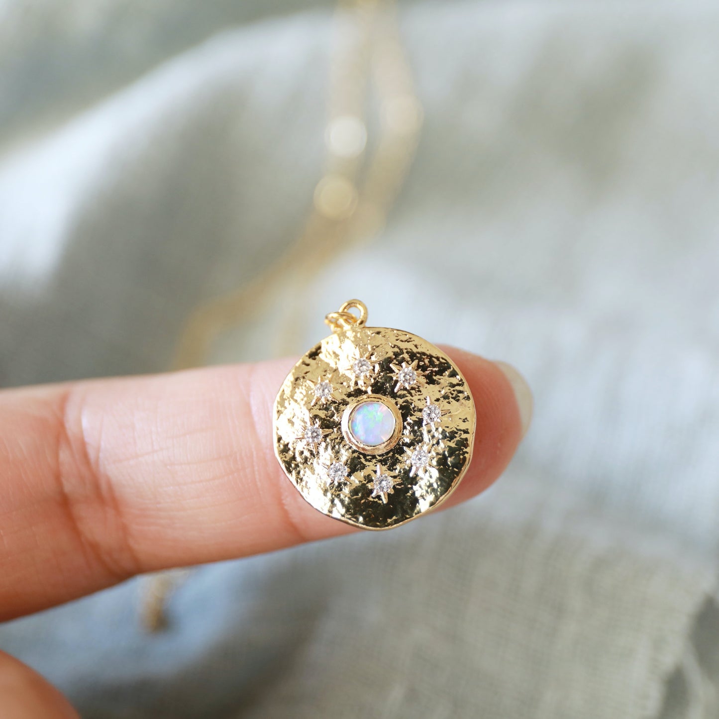 Stars Necklace, CZ Stone Stars with Opal Stone Necklace, Dainty Necklace,Bridesmaid Gift,Birthday Gift,Graduation Gift