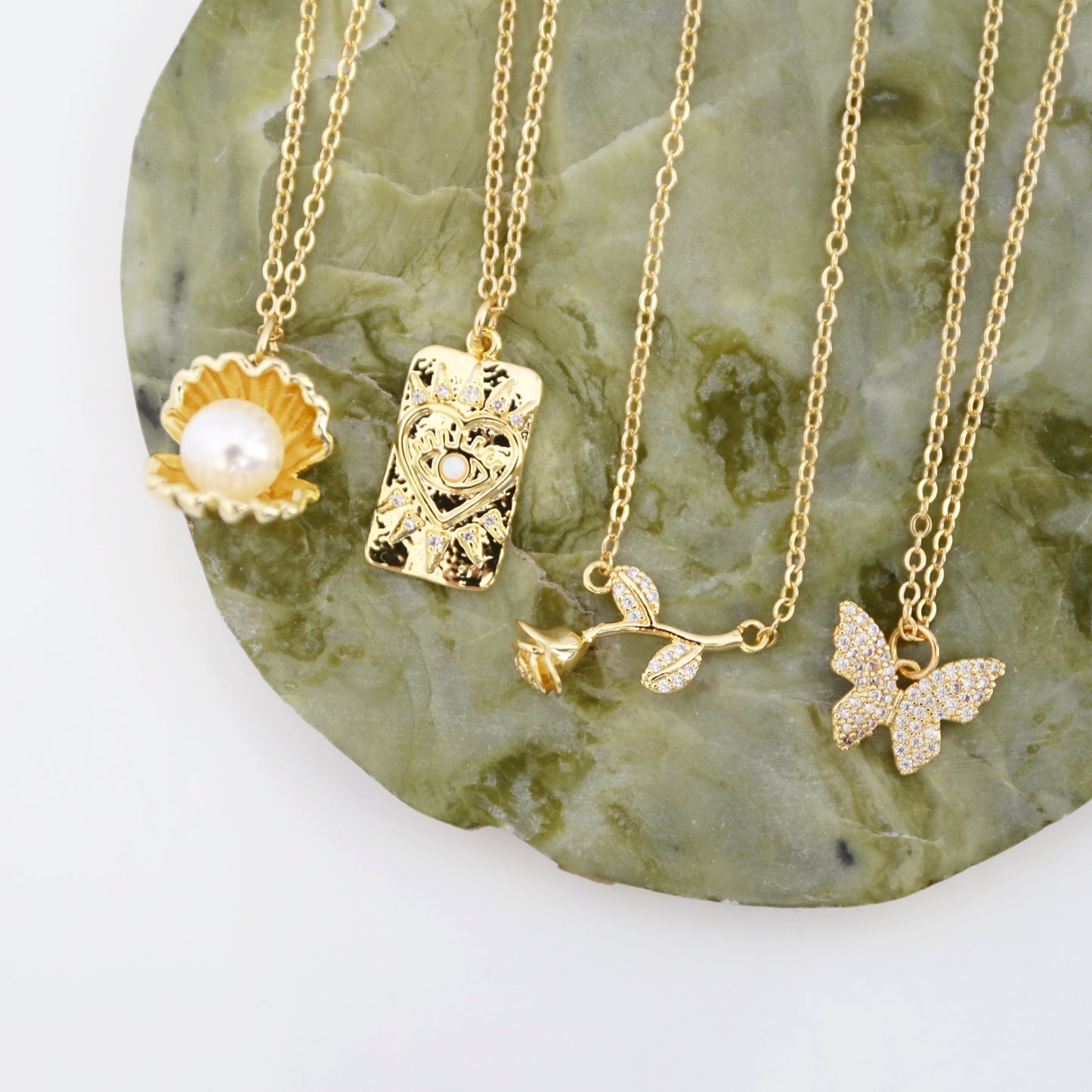 Heart Opal Stone Eye Pendant Necklace, Gold Heart Necklace, Gift for Sister, Birthday Gift, Birthday Gift