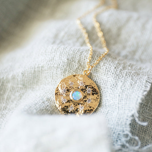 Stars Necklace, CZ Stone Stars with Opal Stone Necklace, Dainty Necklace,Bridesmaid Gift,Birthday Gift,Graduation Gift