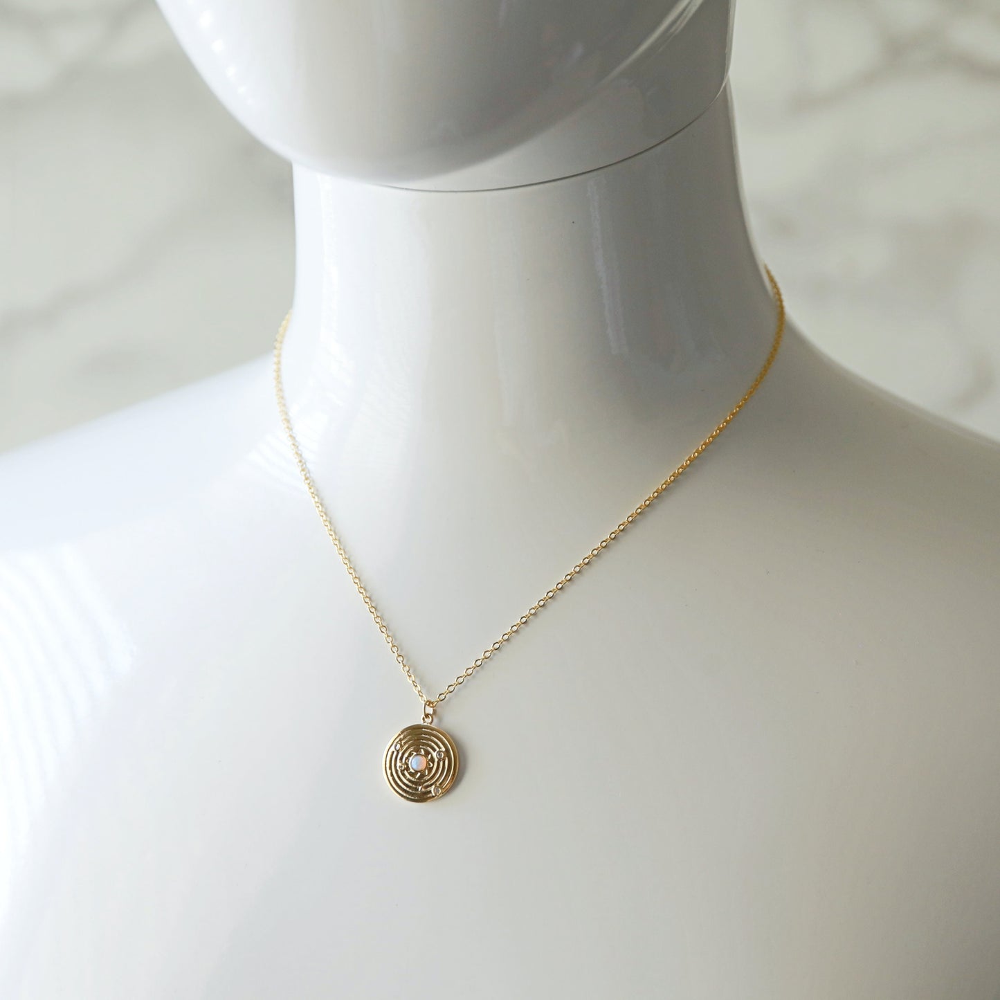Gold Sun with Opal Stone Necklace
