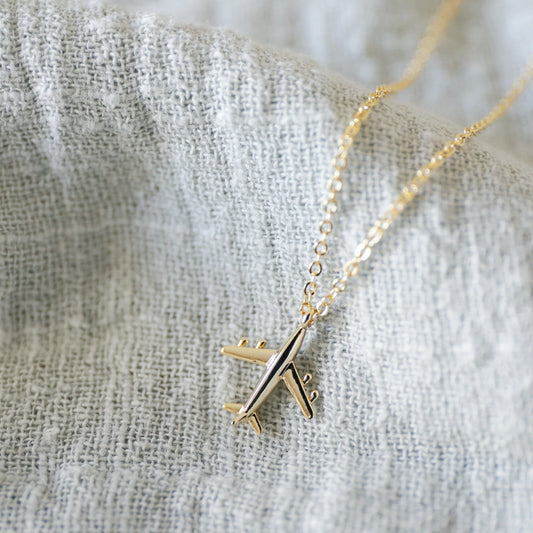 Airplane Charm Necklace, Gold Tiny Airplane Necklace, Dainty Necklace, Minimalist Necklace, Birthday Gift