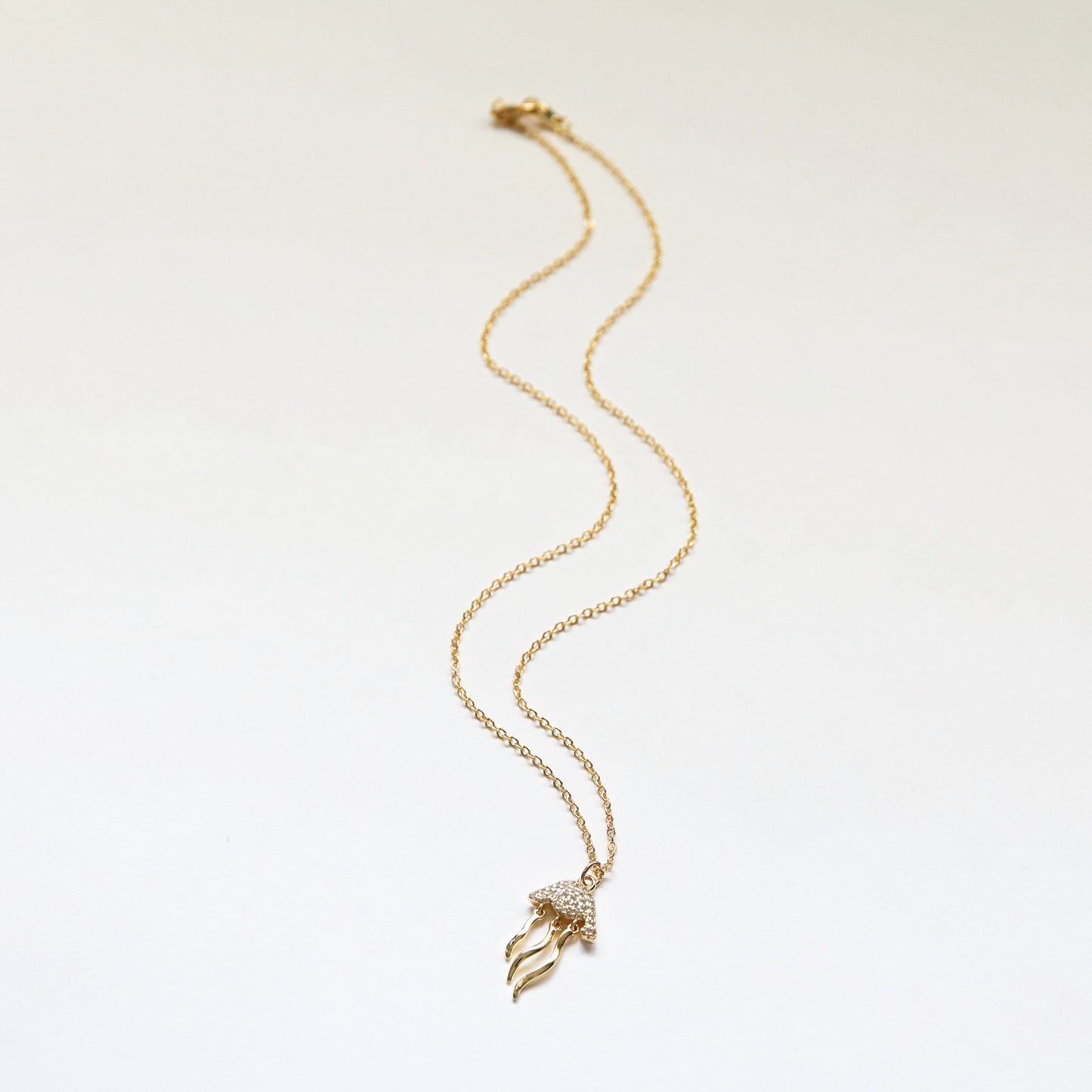 Jellyfish Charm Necklace, Dainty Gold Jellyfish Necklace, Birthday Gift, Minimalist Necklace