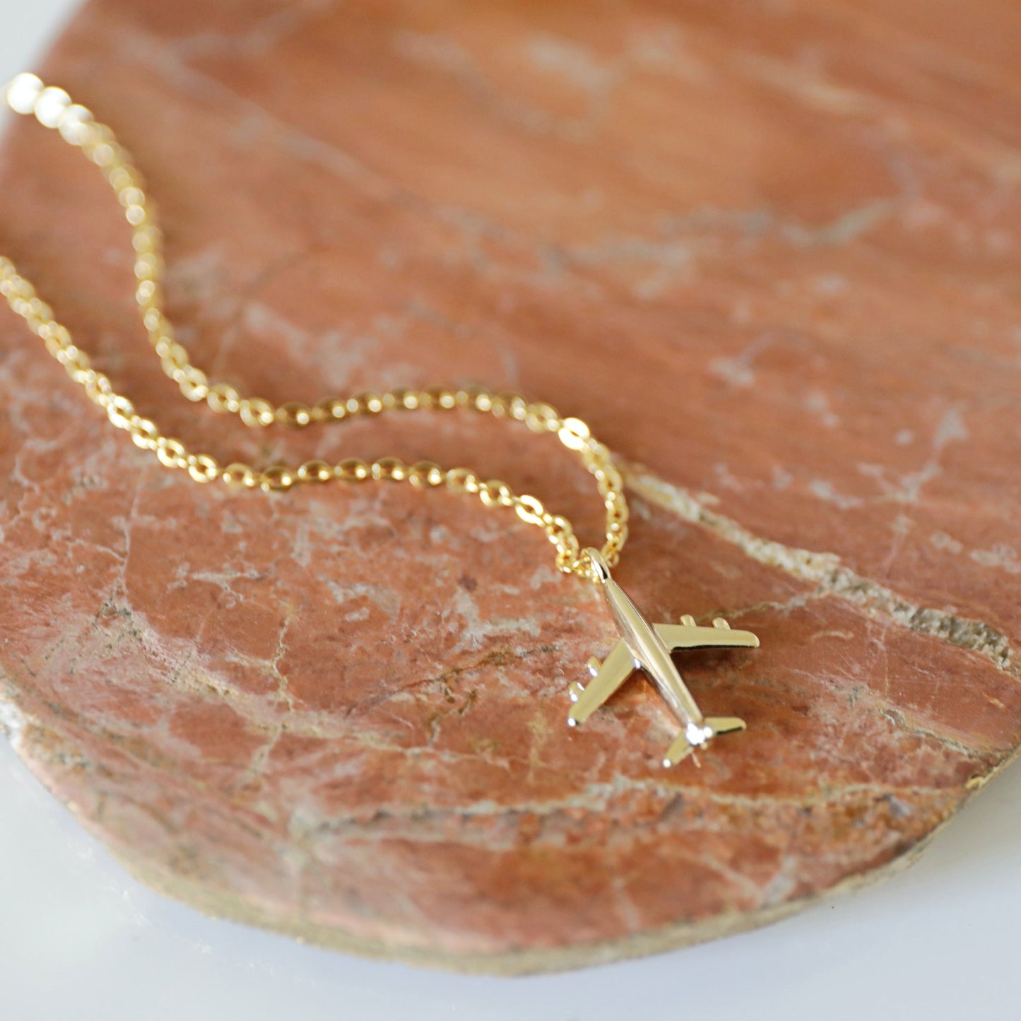 Airplane Charm Necklace, Gold Tiny Airplane Necklace, Dainty Necklace, Minimalist Necklace, Birthday Gift