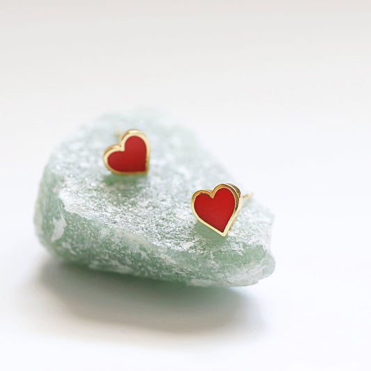 Super Tiny Red Heart Earrings, Heart Earrings,Birthday Gift, Graduation Gift