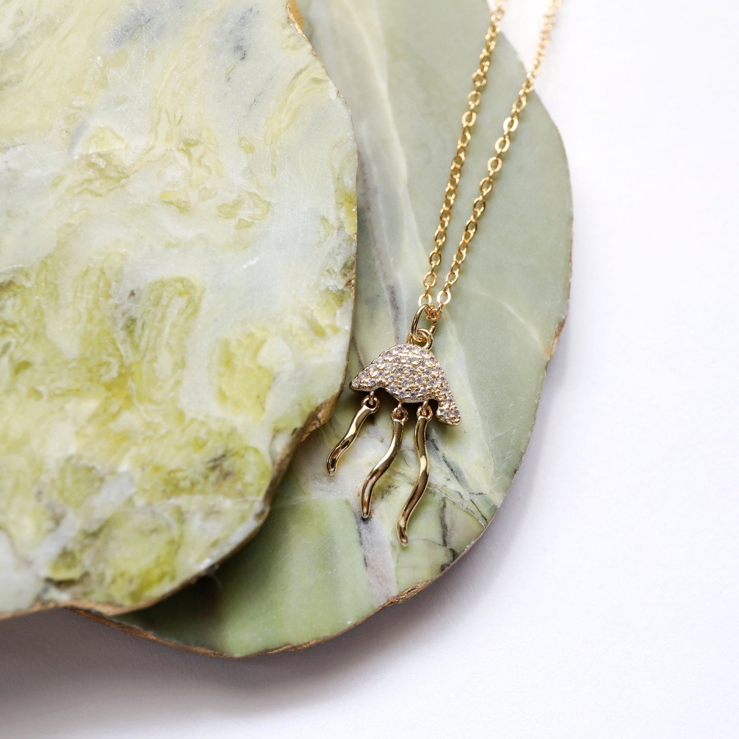 Jellyfish Charm Necklace, Dainty Gold Jellyfish Necklace, Birthday Gift, Minimalist Necklace