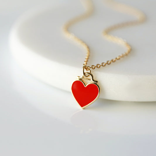 Dainty Red Heart Necklace