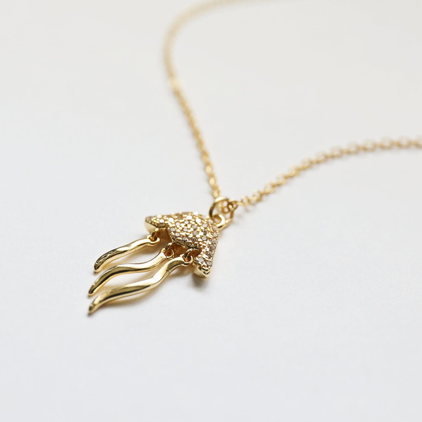 Jellyfish Charm Necklace, Dainty Gold Jellyfish Necklace, Birthday Gift, Minimalist Necklace