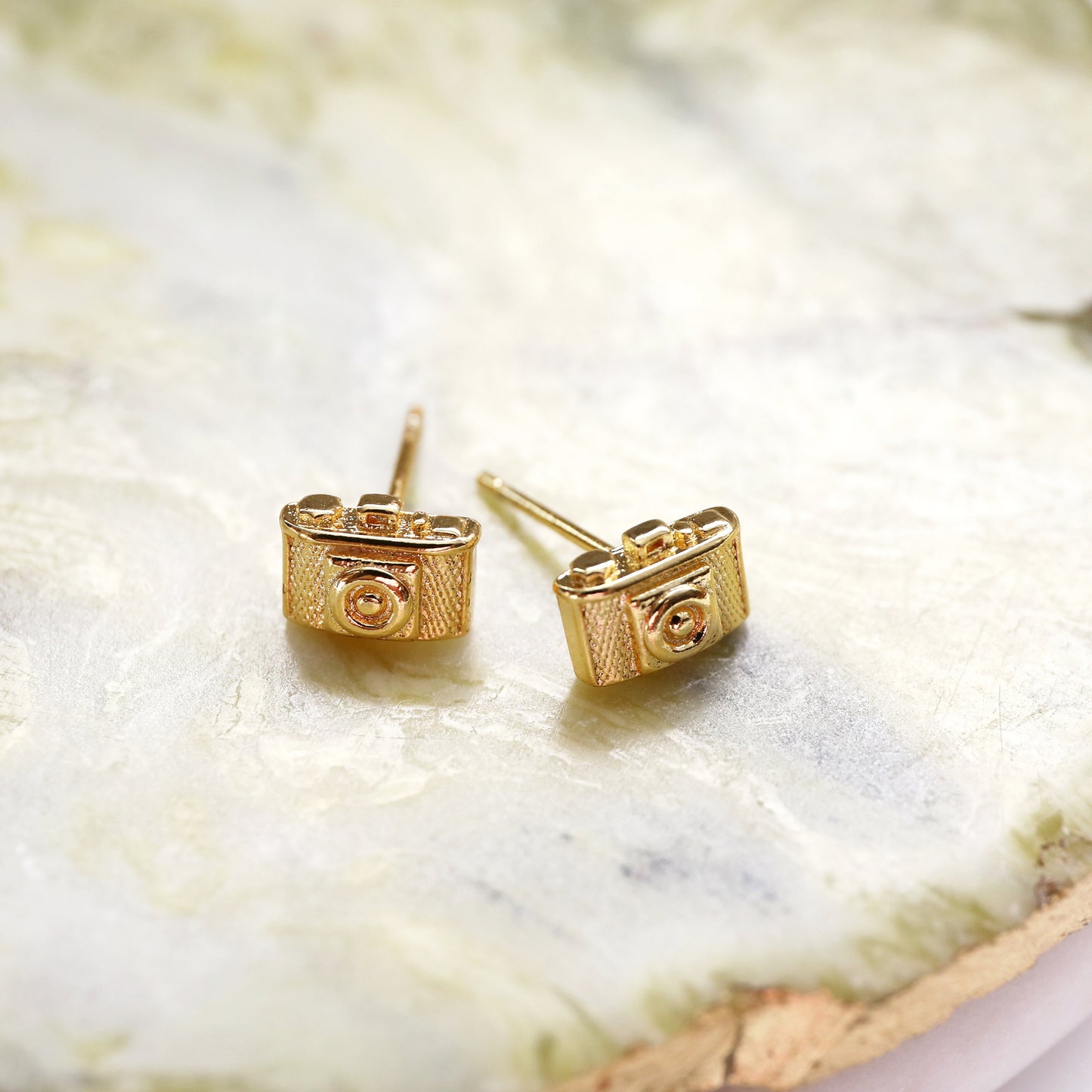 Super Tiny Gold Camera Earrings, Camera Earrings,Birthday Gift