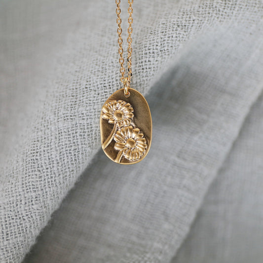 Two Flowers Pendant Necklace, Sister Necklace, Best Friend Necklace, BFF Necklace