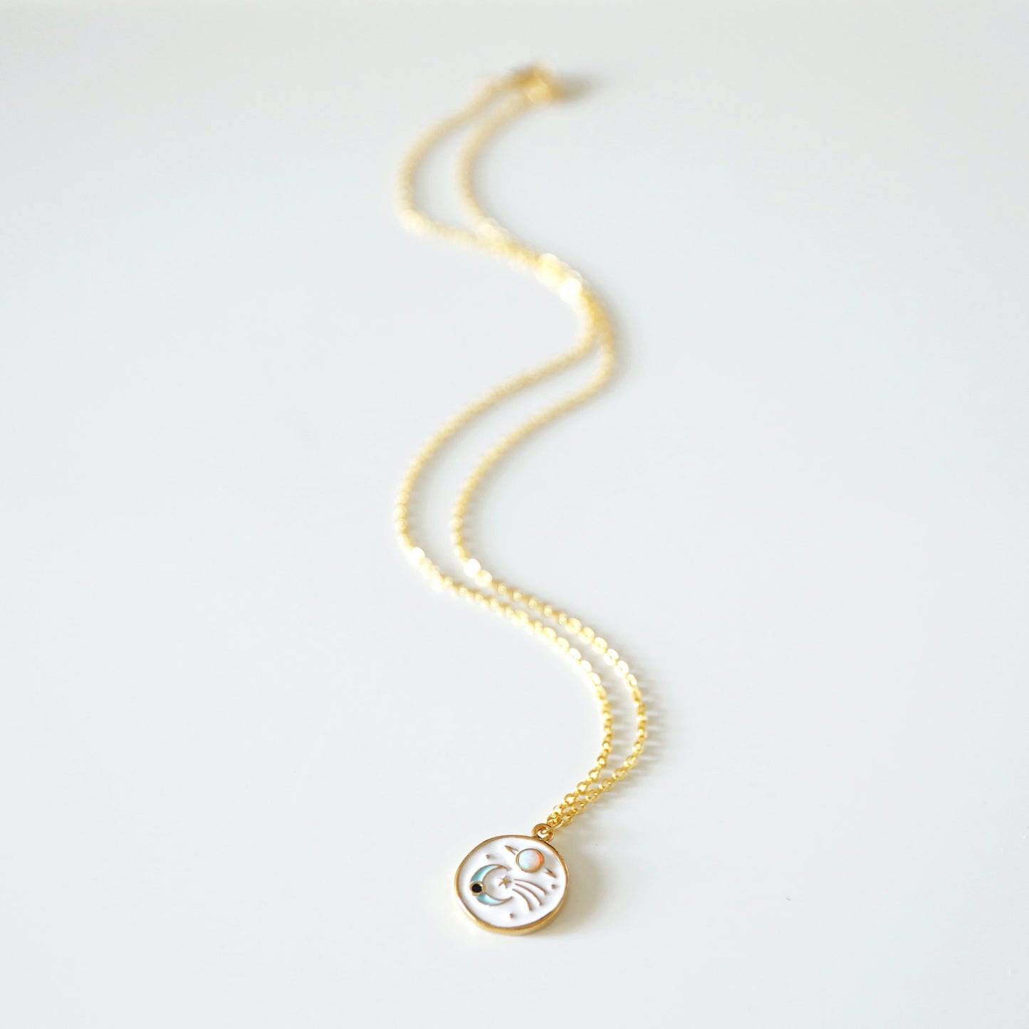 Celestial Necklace, Moon and Star Necklace, Planet Opal Necklace, Universe Jewelry, Spiritual Jewelry, Gift for Her, Minimalist Jewelry