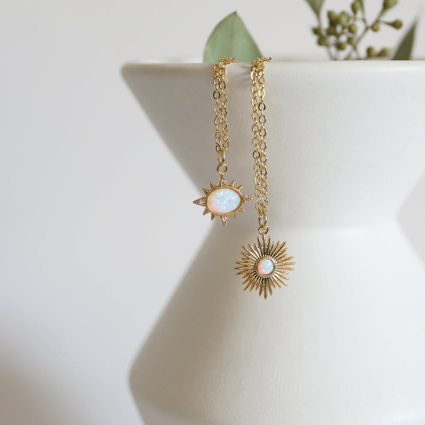 Gold North Star with Opal Stone Charm Necklace, Opal Stone North Star Necklace,Bridesmaid Gift,Birthday Gift,Star Necklace