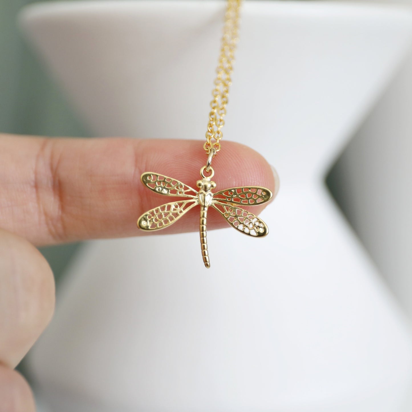 Dragonfly Necklace, Gold dragonfly Necklace, Birthday Gift, Layered Necklace