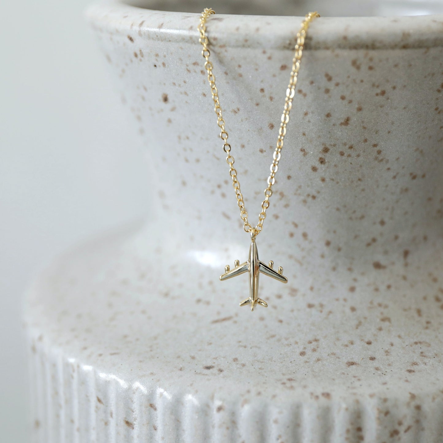 Airplane Charm Necklace, Gold Tiny Airplane Necklace, Dainty Necklace, Minimalist Necklace, Birthday Gift